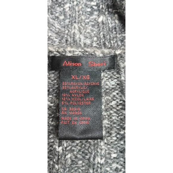 Vintage 90s Alison Sheri XL Wool Sweater Black/Gray Chunky Knit Y2K Comfycore - Picture 5 of 5